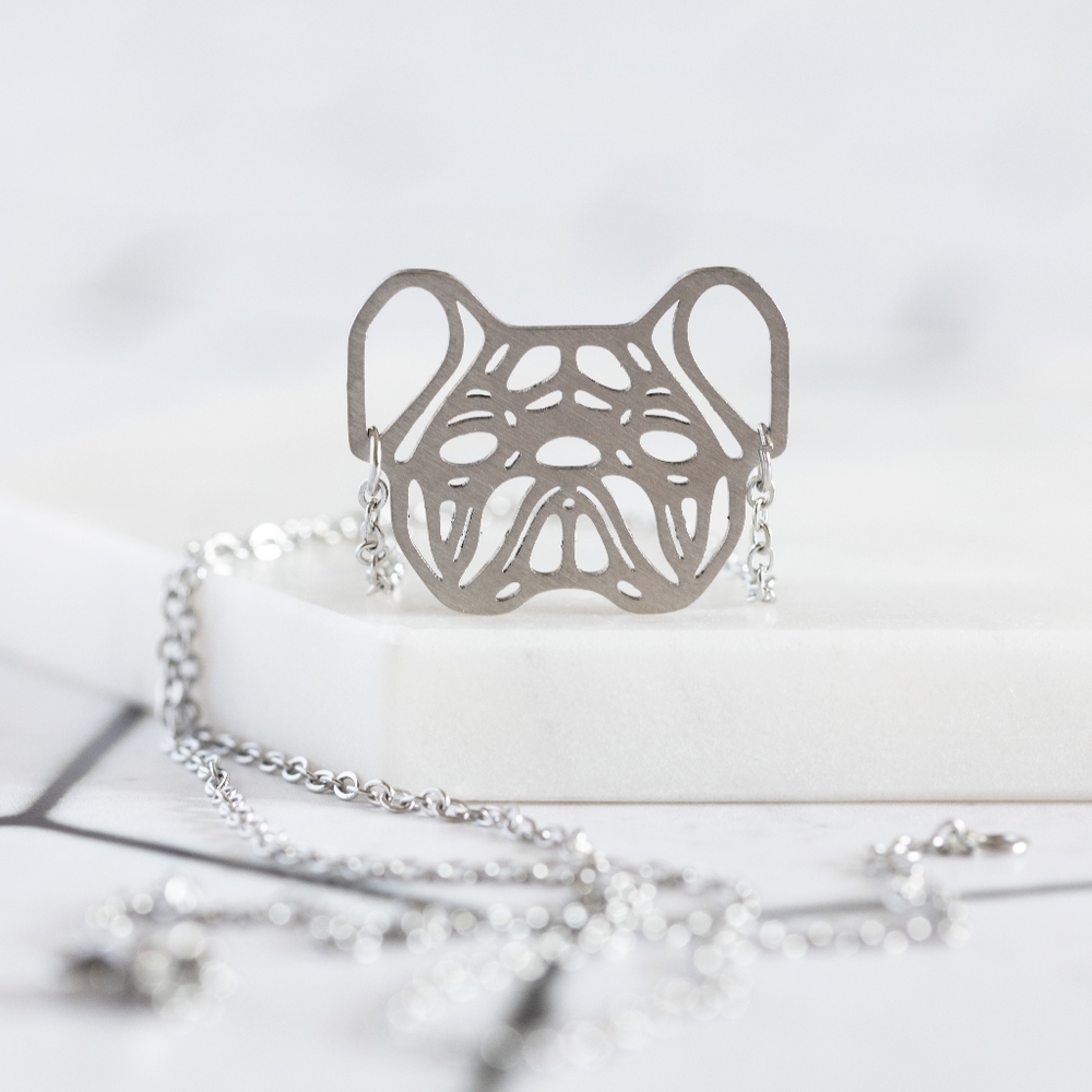 Geometric Bulldog Necklace - Only 1 left! - Picture 5 of 7